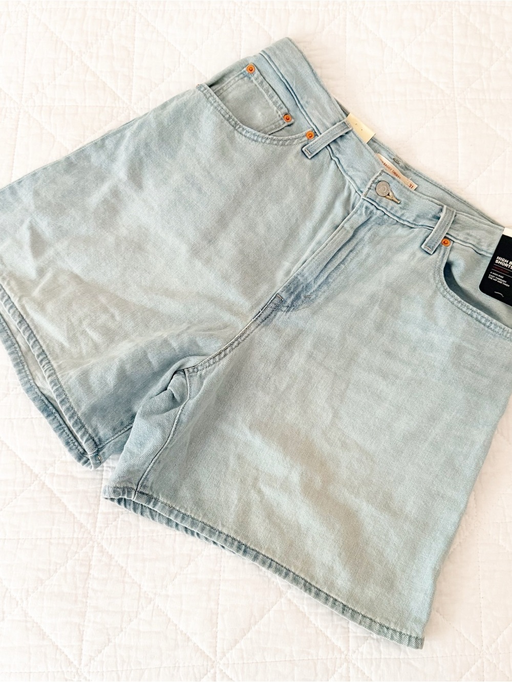 NEW Levi's Light Blue High Baggy Denim Shorts 31 NWT